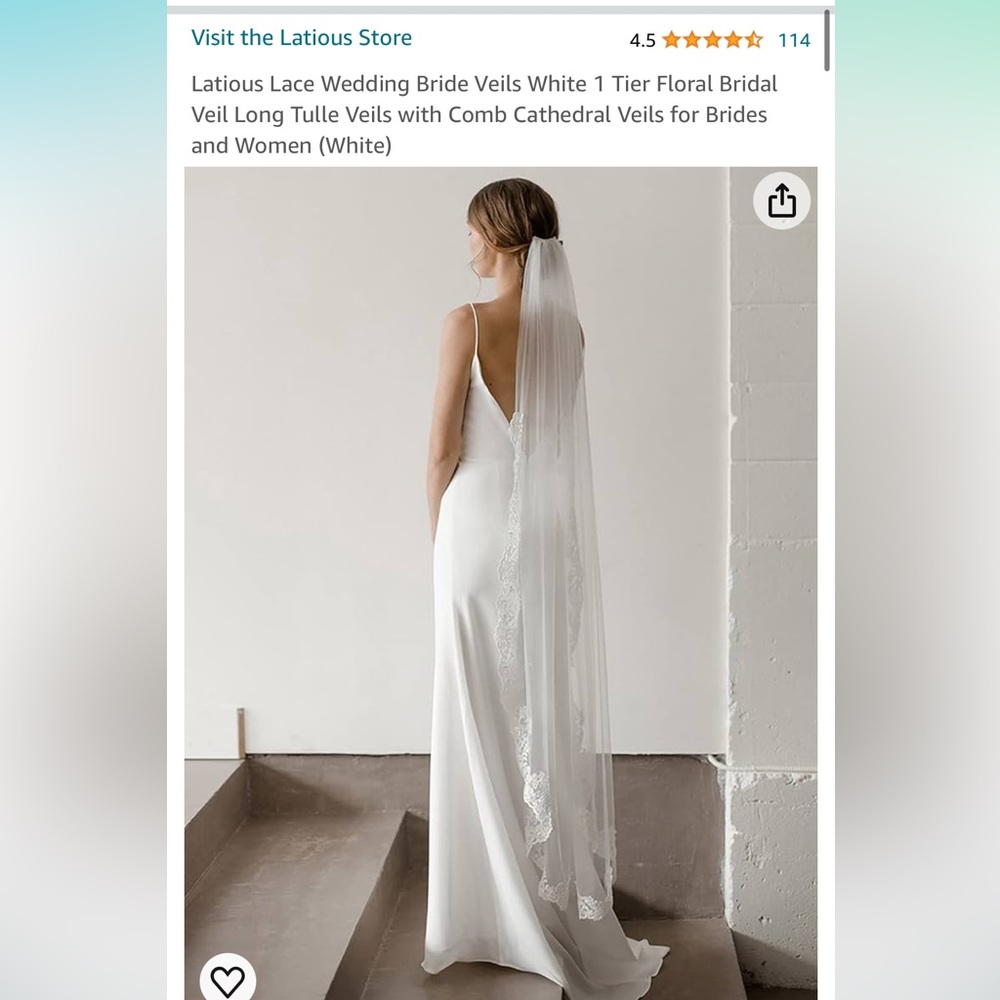 White Cathedral White Wedding Veil with Lace